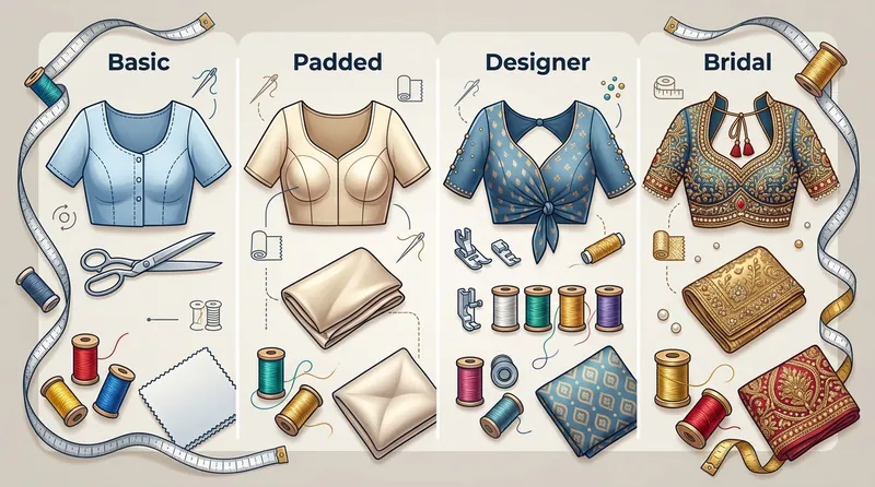 Infographic showing why blouse stitching prices vary from basic to bridal