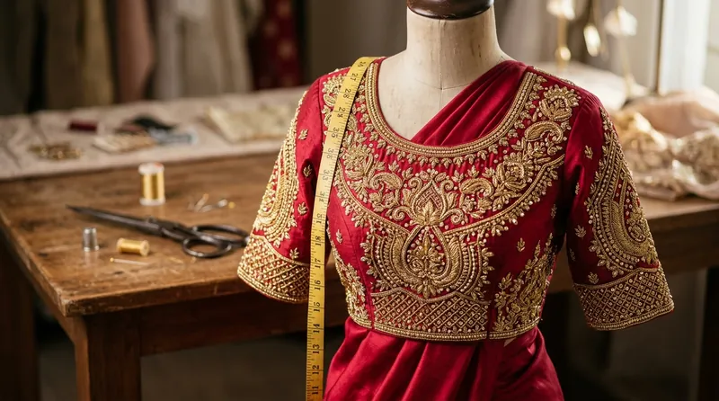 Bridal blouse with intricate details showing why bridal stitching costs more