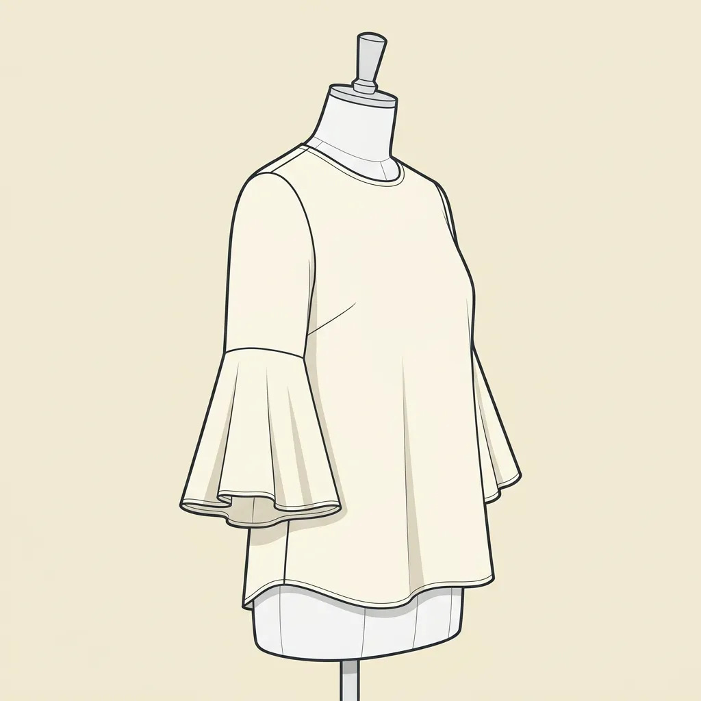 Bell Sleeve 3/4 Length — sleeve style blouse design