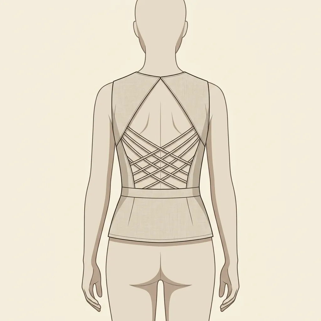 Criss-Cross Strings Back — back neck blouse design