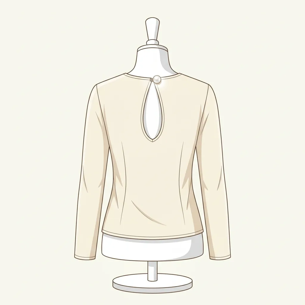 Keyhole Back with Pearl Clasp — back neck blouse design