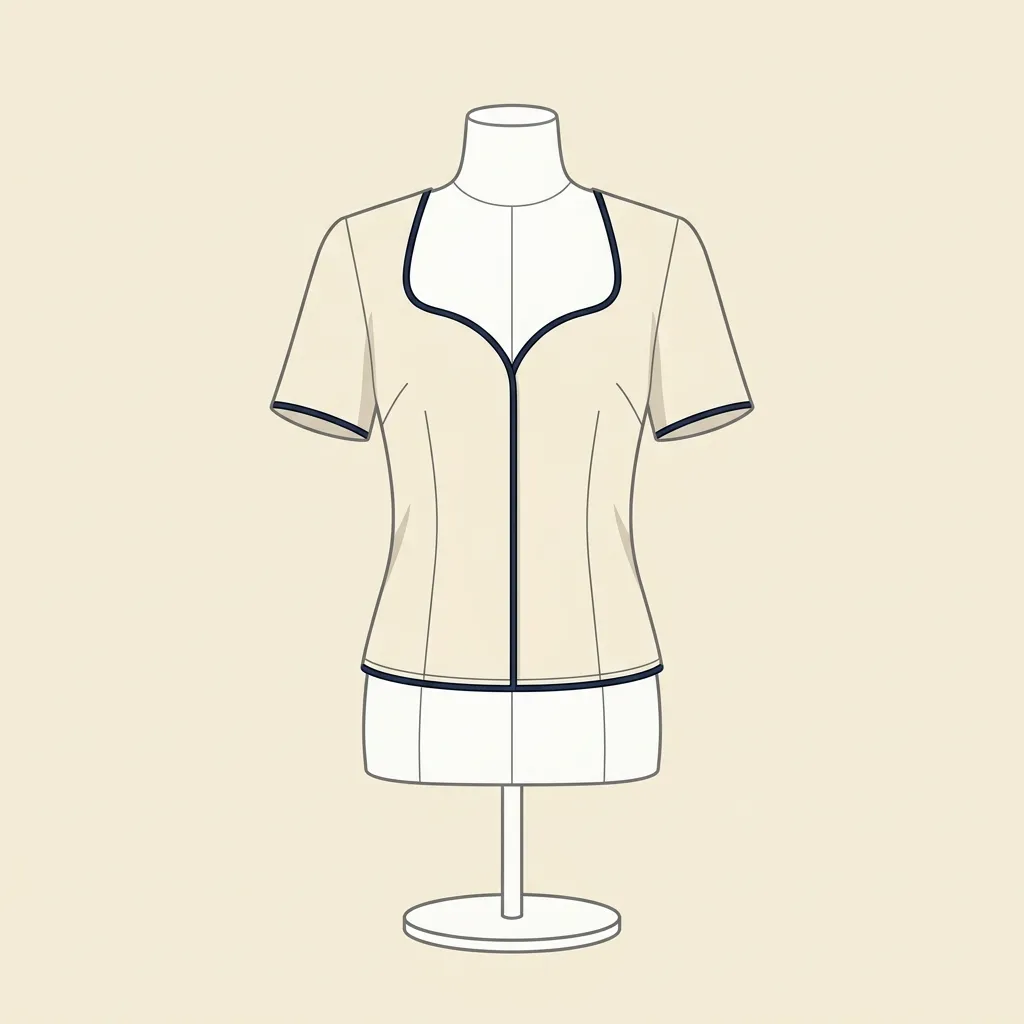 Sweetheart Neck with Piping — front neck blouse design